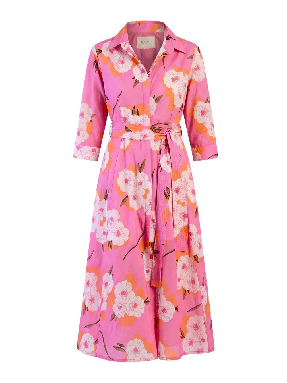 Beyond By Vera Floral Pink Shirt Dress with Belt